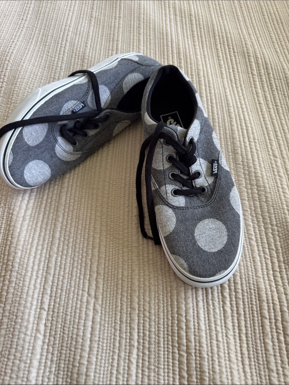 Vans Gray and White Polka Dot Low-Top Sneakers